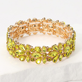 Floral Crystal Stretch Evening Bracelet