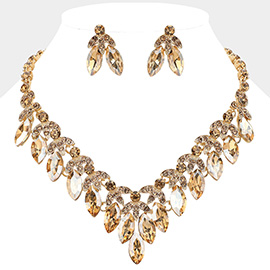 Marquise Stone Cluster Embellished V Shaped Evening Necklace