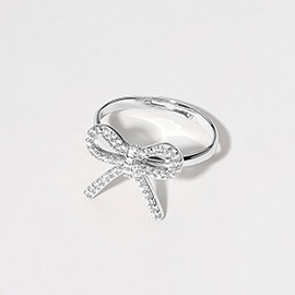 CZ Stone Paved Bow Adjustable Ring