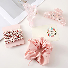 8PCS - Scrunchie Hairband  Hair Claw Clip Set