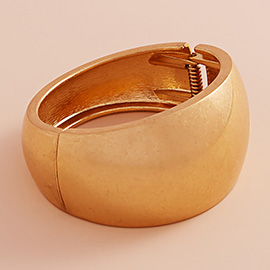 Brushed Metal Dome Hinged Bangle Bracelet