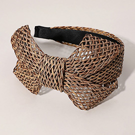 Raffia Weave Bow Accented Headband