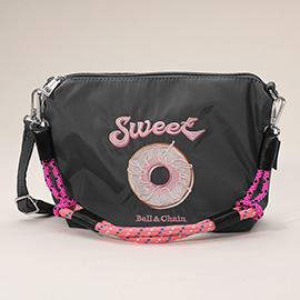 Sweet Message Donut Embroidered Shoulder Bag