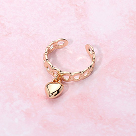 Metal Heart Charm Dangle Adjustable Ring