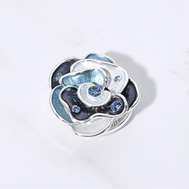 Colored Metal Stone Embellished Rose Magnetic Brooch