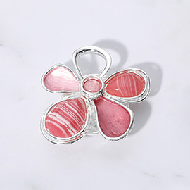 Enamel Stone Flower Magnetic Brooch