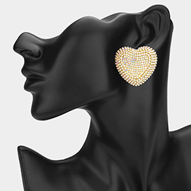 Rhinestone Paved Heart Earrings