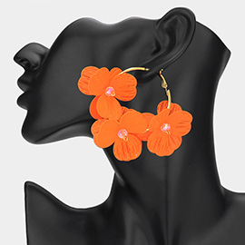 Triple Cutout Flower Hoop Earrings