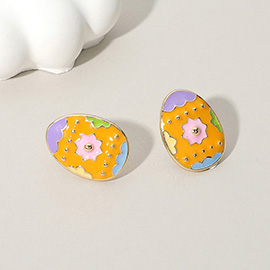 Enamel Decorated Easter Egg Stud Earrings