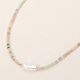 Pearl Faceted Beaded Choker Necklace