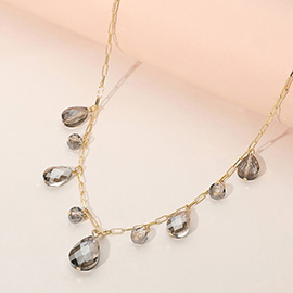 Faceted Teardrop Ball Station Necklace