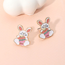 Enamel Easter Bunny Stud Earrings