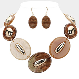 Celluloid Acetate Metal Oval Link Statement Necklace