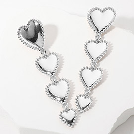 Metal Heart Link Dropdown Earrings