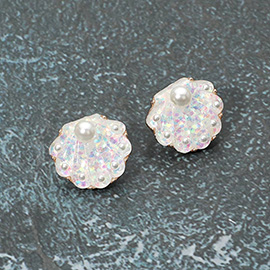 Pearl Confetti Glittered Sea Shell Stud Earrings