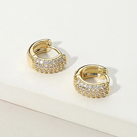 CZ Stone Paved Huggie Hoop Earrings