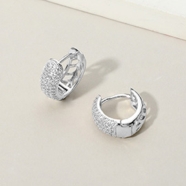 CZ Stone Paved Huggie Hoop Earrings