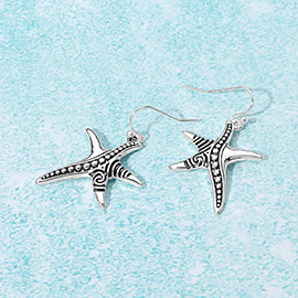 Antique Metal Starfish Dangle Earrings