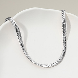 Stainless Steel Flat Cuban Chain Necklace