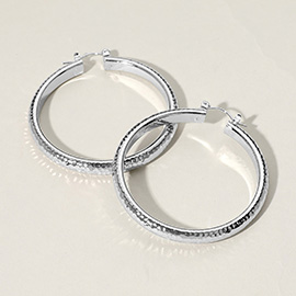 Hammered Metal Hoop Pin Catch Earrings