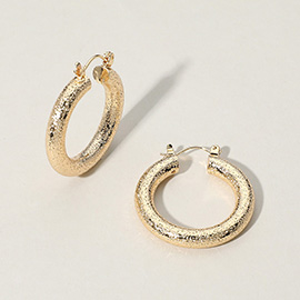 Textured Metal Hoop Pin Catch Earrings