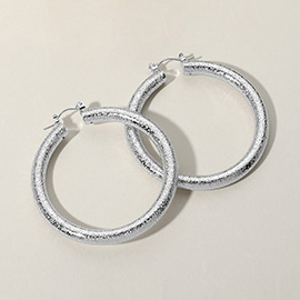 Textured Metal Hoop Pin Catch Earrings