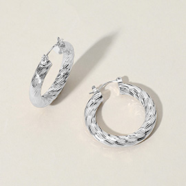 Twisted Metal Hoop Pin Catch Earrings