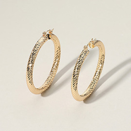 Twisted Metal Hoop Pin Catch Earrings