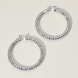 Textured Metal Hoop Pin Catch Earrings