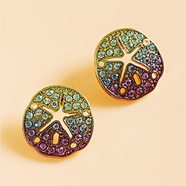 Ombre Stone Paved Sand Dollar Stud Earrings