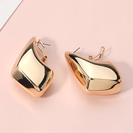 Puffy Metal Geometric Teardrop Earrings