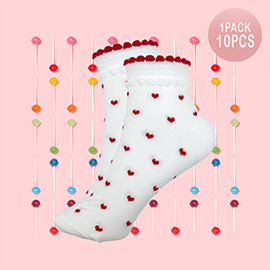 10Pairs - Heart Pattern Printed Socks