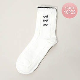 10Pairs - Triple Bow Pointed Socks