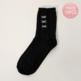 10Pairs - Triple Bow Pointed Socks