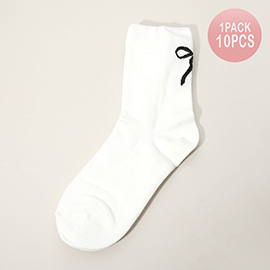 10Pairs - Bow Pointed Socks