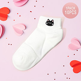 10Pairs - Cat Face Pointed Socks