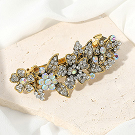 Stone Paved Flower Leaves Embellished Barrette