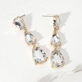 Teardrop Stone Link Dropdown Evening Earrings