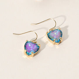 Heart Stone Cluster Dangle Earrings