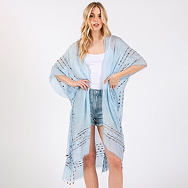 Colored Stitch Cover Up Kimono Poncho