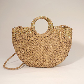 Weave Round Handle Straw Handbag / Crossbody Bag