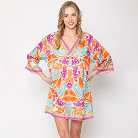 Tropical Print Cover Up Poncho
