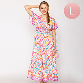 Large - Tile Print Maxi Dress