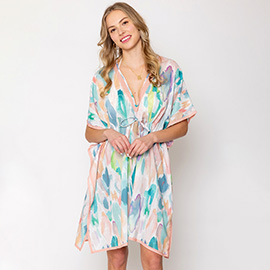 Watercolor Print Cover Up Poncho
