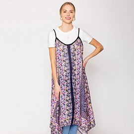 Abstract Print Sleeveless Maxi Dress