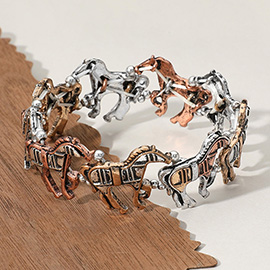 Western Metal Horse Link Stretch Bracelet