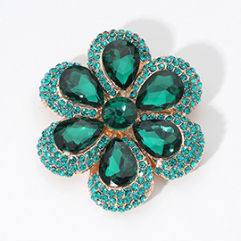 Crystal Teardrop Cluster Flower Pin Brooch