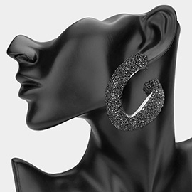 Oversized Bling Rhinestone Studded Twisted Open Teardrop Evening Hoop Earrings