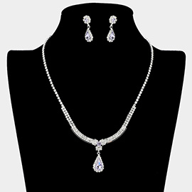 Teardrop Stone Pointed Rhinestone Paved Necklace