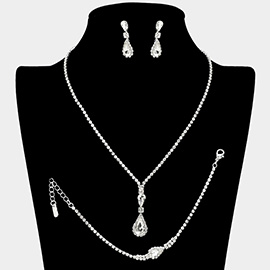 Teardrop Pointed Rhinestone Paved Jewelry Set